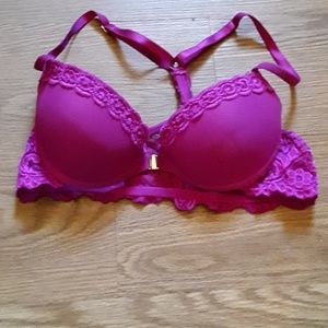 Pink Lace Front Clasp Bra